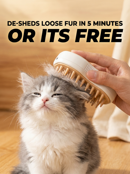 PurrSteam 3-in-1 Electric Pet Brush – Deep clean, de-shed, and massage your pet in one relaxing session