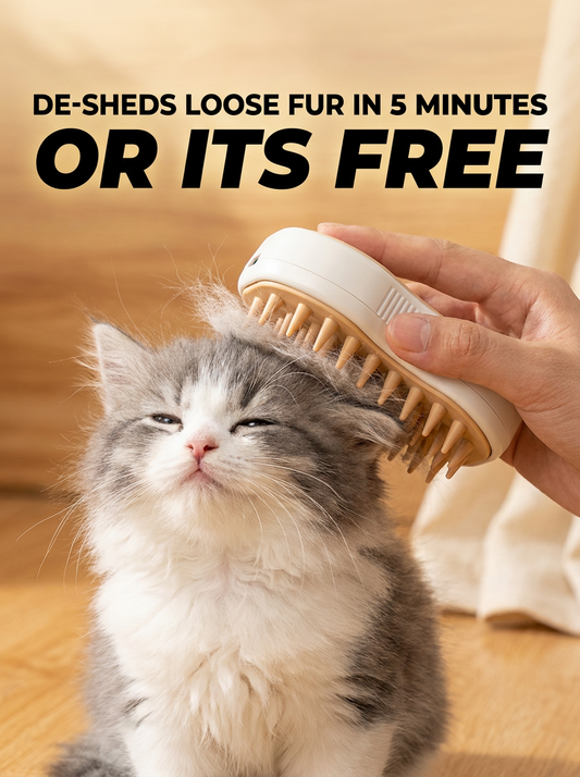 PurrSteam 3-in-1 Electric Pet Brush – Deep clean, de-shed, and massage your pet in one relaxing session
